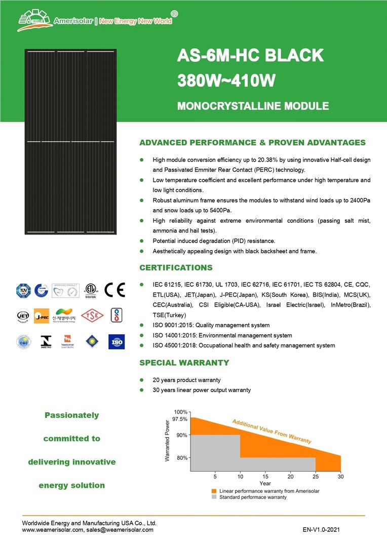 Technická data  amerisolar-410wp